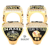 BC Lions Alumni Football-1968 to 1978 Era Championship Ring - Design 1.11