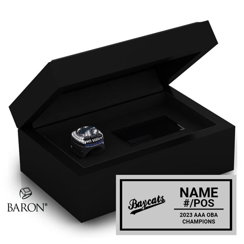 Barrie Baycats 18U Baseball 2023  Championship Black Standard Window Ring Box