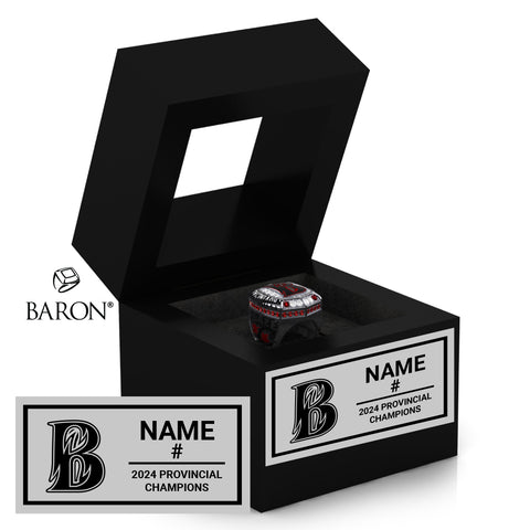Burlington Blaze Lacrosse 2024 Championship Black Window Ring Box