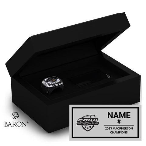 GOJHL Hockey 2023 Championship Black Standard Window Ring Box