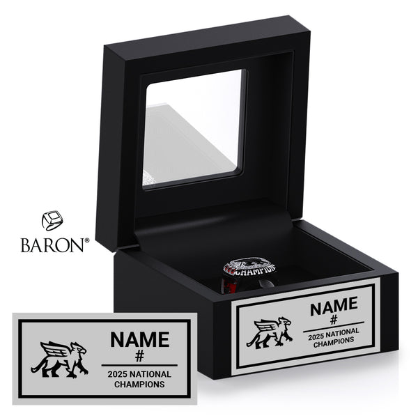 Guelph Gryphons Lacrosse 2025 Championship Black Window Ring Box