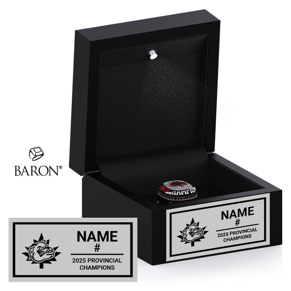 Halton Hills Bulldogs U17 Lacrosse 2025 Championship Black LED Ring Box