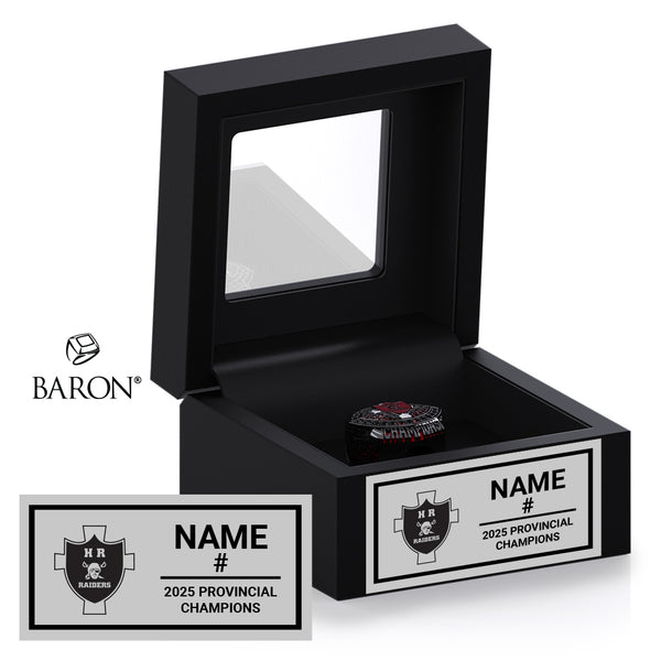Holy Rosary High School Raiders Football 2025 Championship Black Window Ring Box