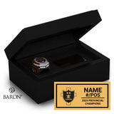 Holy Rosary High School Raiders Football 2023 Championship Black Standard Window Ring Box