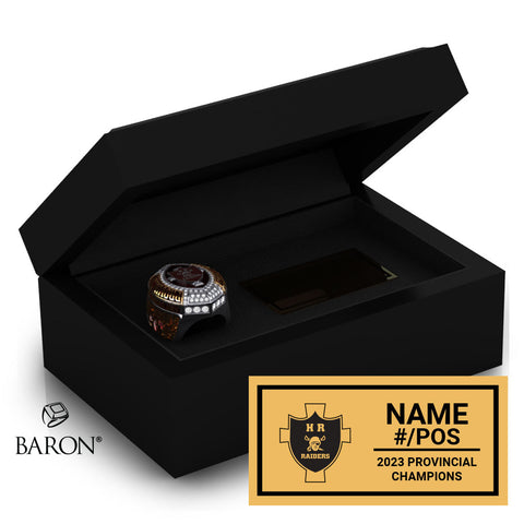 Holy Rosary High School Raiders Football 2023 Championship Black Standard Window Ring Box