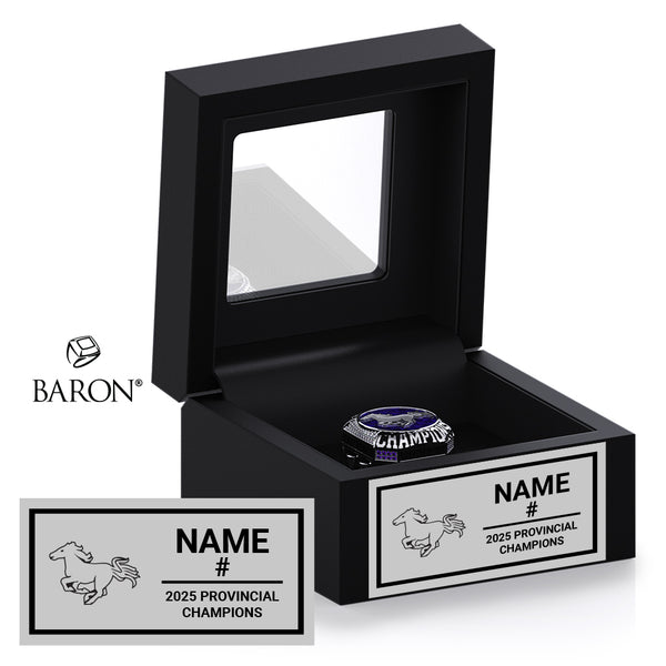 London Jr. Mustangs U18 Football 2025 OSFL Championship Black Window Ring Box