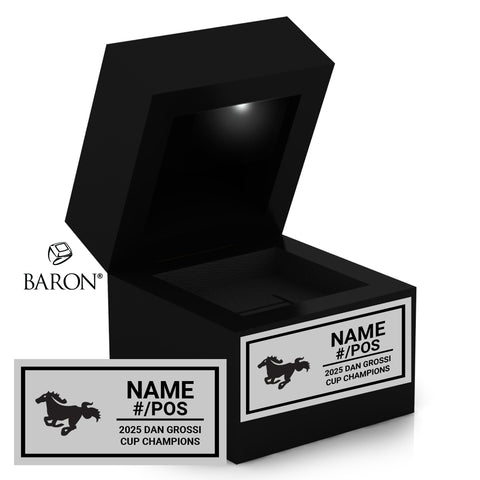 London Junior Mustangs U14AA Football 2025 Championship Black LED Ring Box