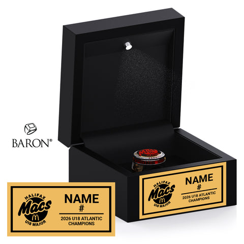 Major Halifax Macs U18 Hockey 2026 Championship Black LED Ring Box