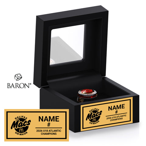 Major Halifax Macs U18 Hockey 2026 Championship Black Window Ring Box