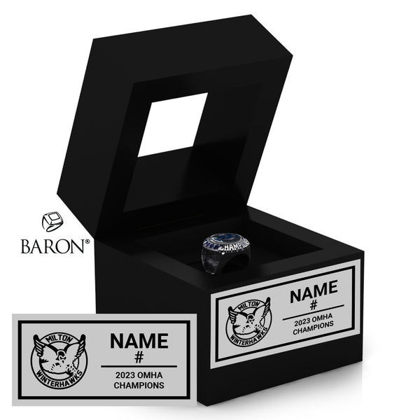 Milton Winterhawks U12 and U15 2023 Championship Window Ring Box