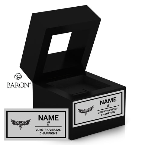 Oakville Hawks Lacrosse 2025 Championship Black Window Ring Box