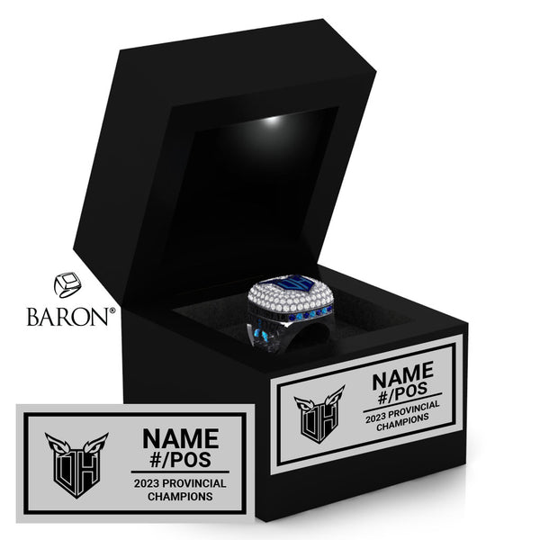 Oshawa Hawkeyes Football 2023 Championship Black LED Ring Box