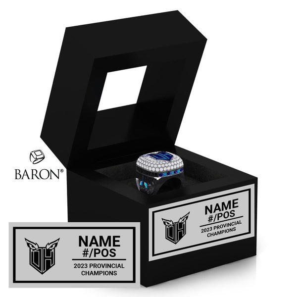 Oshawa Hawkeyes Football 2023 Championship Black Window Ring Box