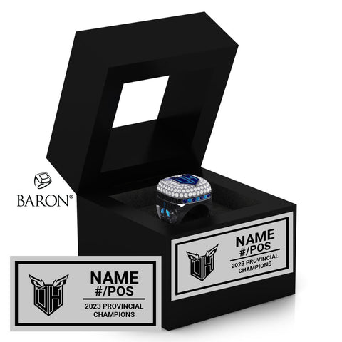 Oshawa Hawkeyes Football 2023 Championship Black Window Ring Box