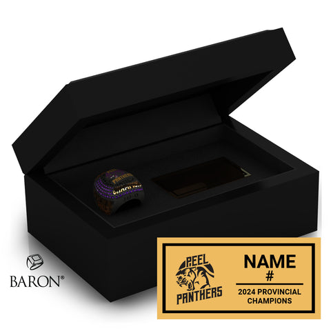 Peel Panthers Football U14 Football 2024 Championship Black Standard Window Ring Box