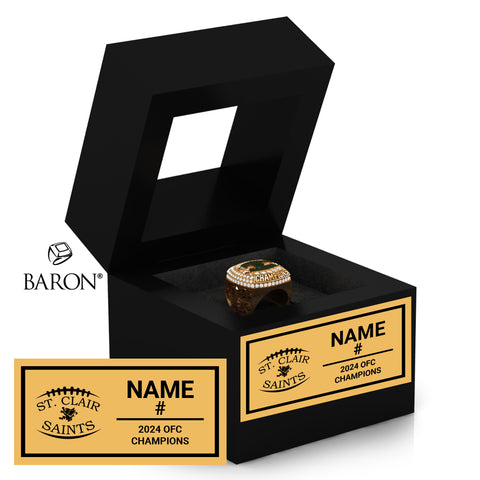 St. Clair Saints OFC 2024 Championship Black Window Ring Box