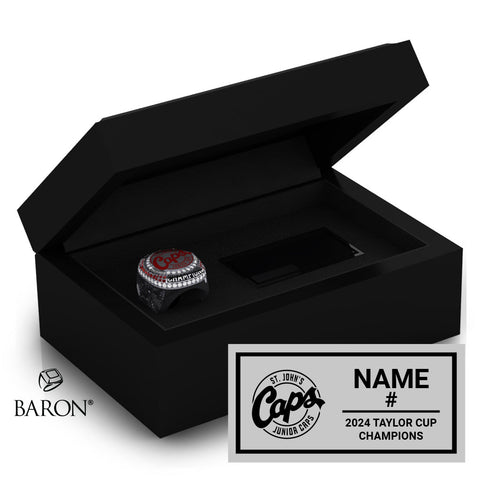 St. John’s Jr. Caps Hockey 2024 Championship Black Standard Window Ring Box