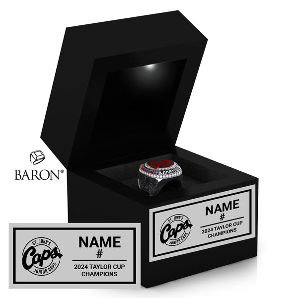 St. John’s Jr. Caps Hockey 2024 Championship Black LED Ring Box