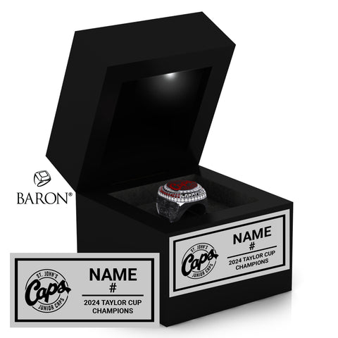 St. John’s Jr. Caps Hockey 2024 Championship Black LED Ring Box