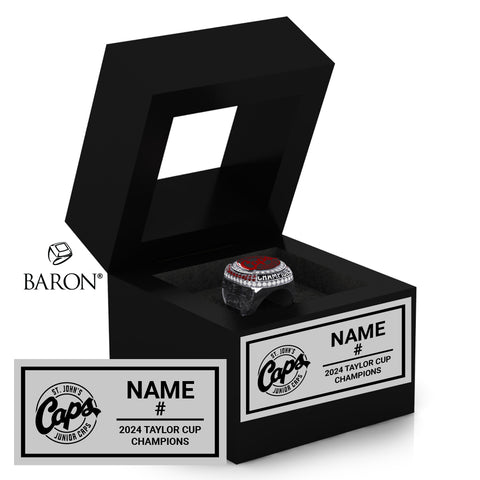 St. John’s Jr. Caps Hockey 2024Championship Black Window Ring Box