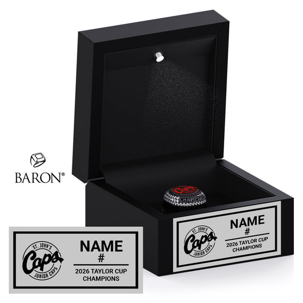 St. John’s Jr. Caps Hockey 2026 Championship Black LED Ring Box