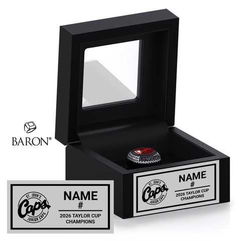 St. John’s Jr. Caps Hockey 2026 Championship Black Window Ring Box