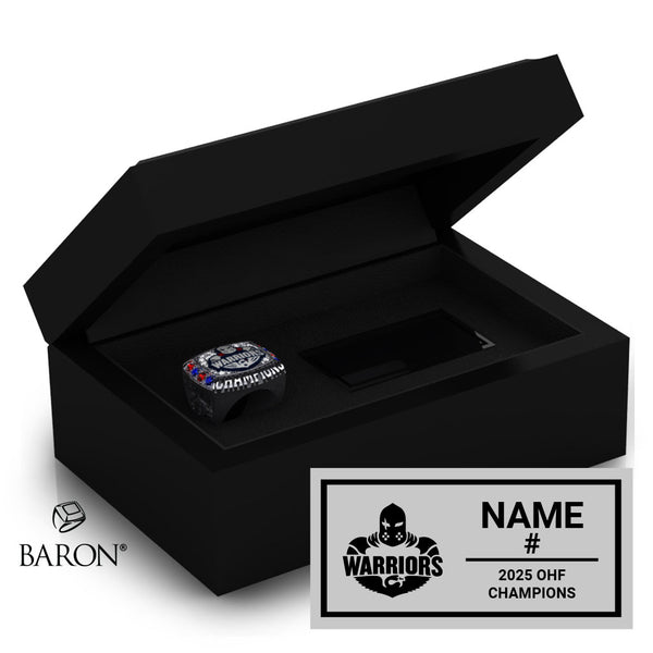 Stratford Warriors U18A OHF Hockey 2025 Championship Black Standard Window Ring Box