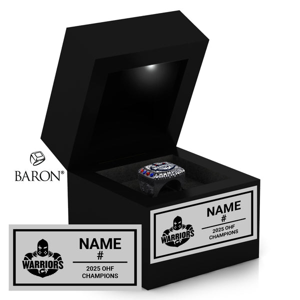 Stratford Warriors U18A OHF Hockey 2025 Championship Black LED Ring Box