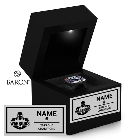 Stratford Warriors U18A OHF Hockey 2025 Championship Black LED Ring Box