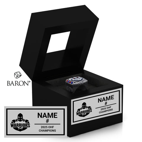 Stratford Warriors U18A OHF Hockey 2025 Championship Black Window Ring Box