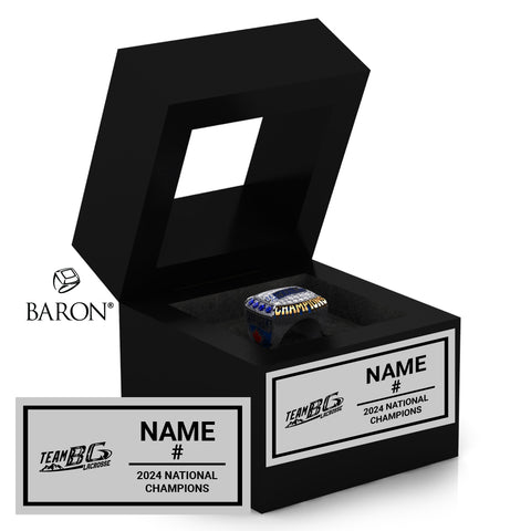 Team BC Lacrosse 2024 Dual Champion Championship Black Window Ring Box