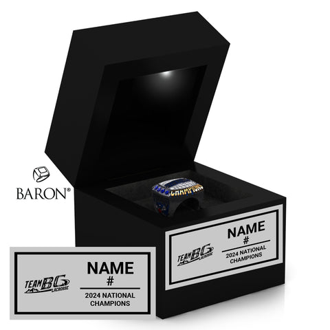 Team BC Lacrosse 2024 U17 Tackaberry Trophy Championship Black LED Ring Box