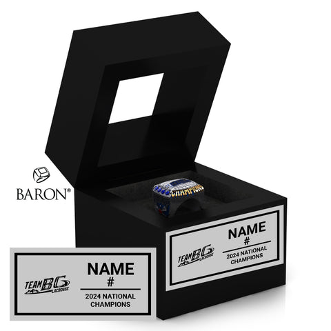 Team BC Lacrosse 2024 U17 Tackaberry Trophy Championship Black Window Ring Box