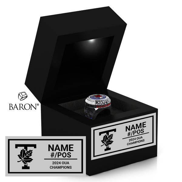The University of Toronto Baseball 2024 Championship Black LED Ring Box