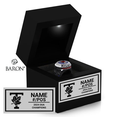 The University of Toronto Baseball 2024 Championship Black LED Ring Box