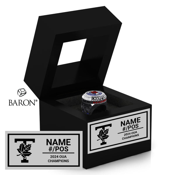 The University of Toronto Baseball 2024 Championship Black Window Ring Box