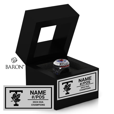 The University of Toronto Baseball 2024 Championship Black Window Ring Box