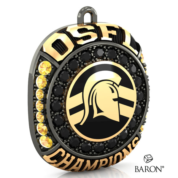 Waterloo Jr. Warriors Football U14 and U16 OSFL 2024 Championship Ring Top Pendant - Design 1.5