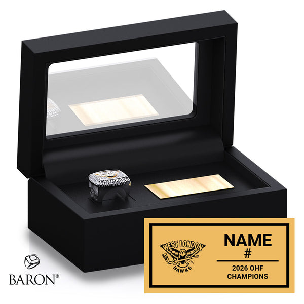 West London Hawks U18 Alliance Hockey 2026 Championship Black Standard Window Ring Box