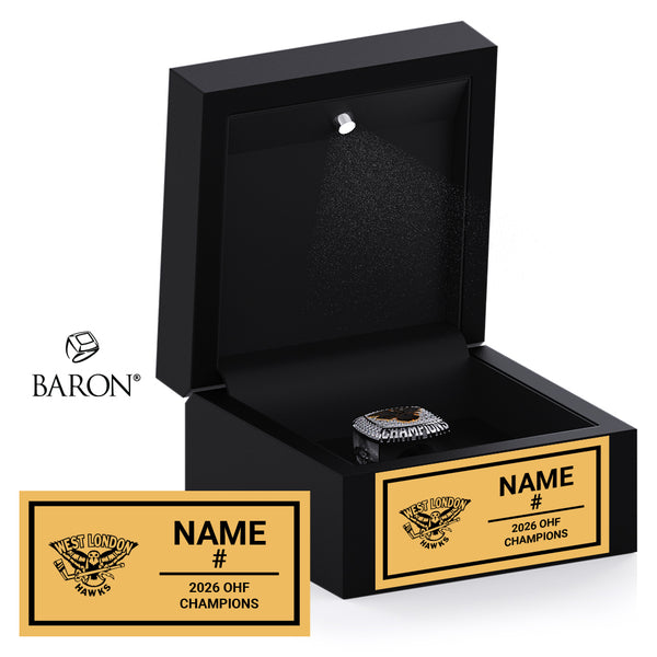 West London Hawks U18 Alliance Hockey 2026 Championship Black LED Ring Box