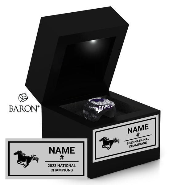 Western Mustangs Lacrosse 2023 Championship Black LED Ring Box