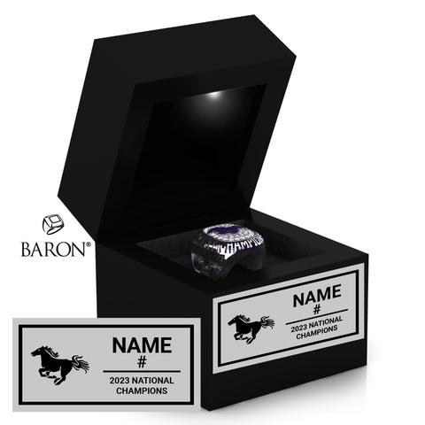 Western Mustangs Lacrosse 2023 Championship Black LED Ring Box