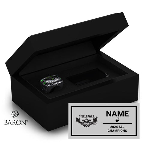 Whitby Steelhawks Lacrosse 2024 Championship Black Standard Window Ring Box