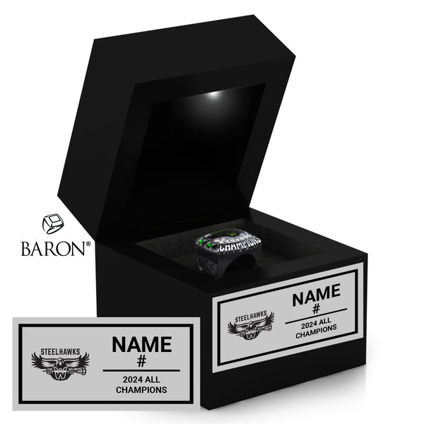 Whitby Steelhawks Lacrosse 2024 Championship Black LED Ring Box