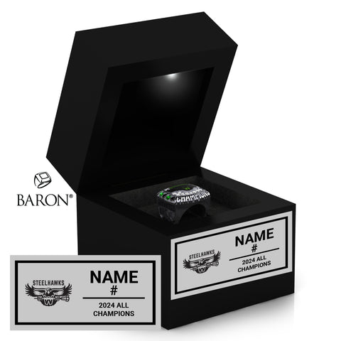 Whitby Steelhawks Lacrosse 2024 Championship Black LED Ring Box