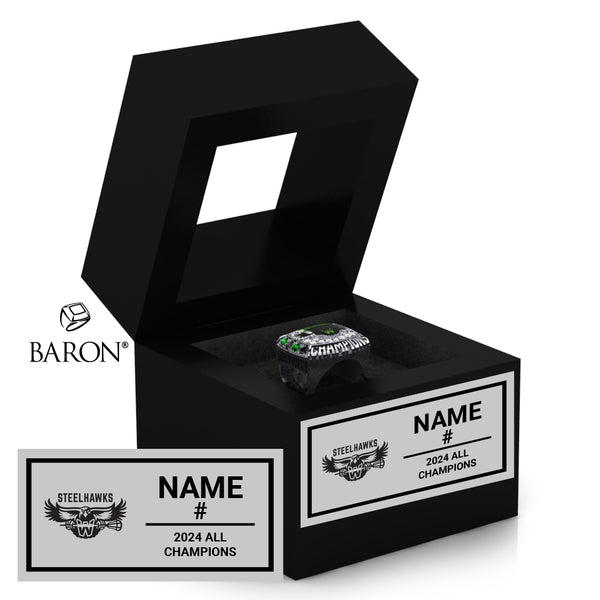 Whitby Steelhawks Lacrosse 2024 Championship Black Window Ring Box