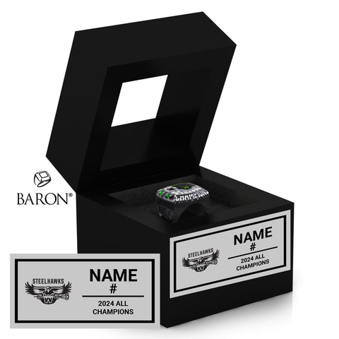 Whitby Steelhawks Lacrosse 2024 Championship Black Window Ring Box