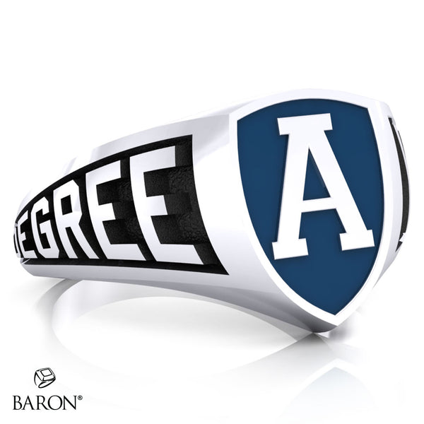 Aquinas High School Crest Shield Signet Class Ring (Durlium, Sterling Silver, 10kt White Gold)