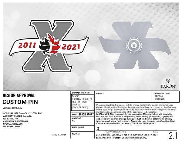 NBL Canada Custom Pin - Payment
