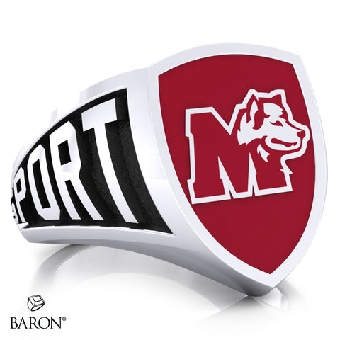 St. Mary's Huskies Athletic Shield Signet Class Ring (Durlium, Sterling Silver, 10kt White Gold) - Design 3.1
